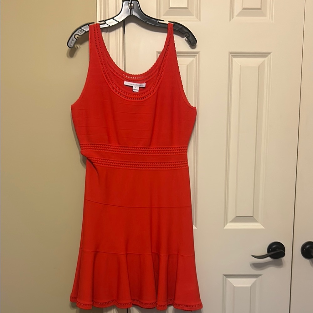 DVF Reddish Pink Sleeveless Dress with Flutter Hem